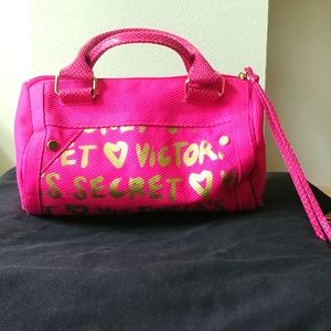 Pink and gold zipper makeup bag by Victoria's Secret